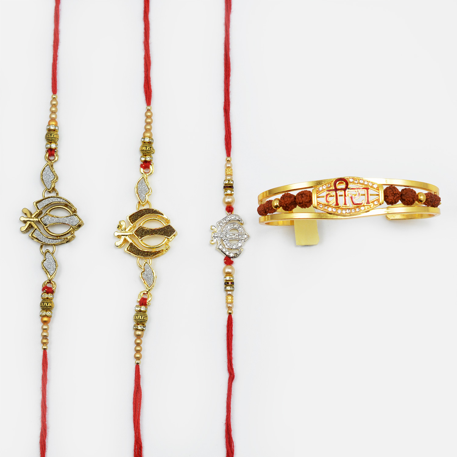 Divine Sikh Rakhi With Bracelet Set of 4