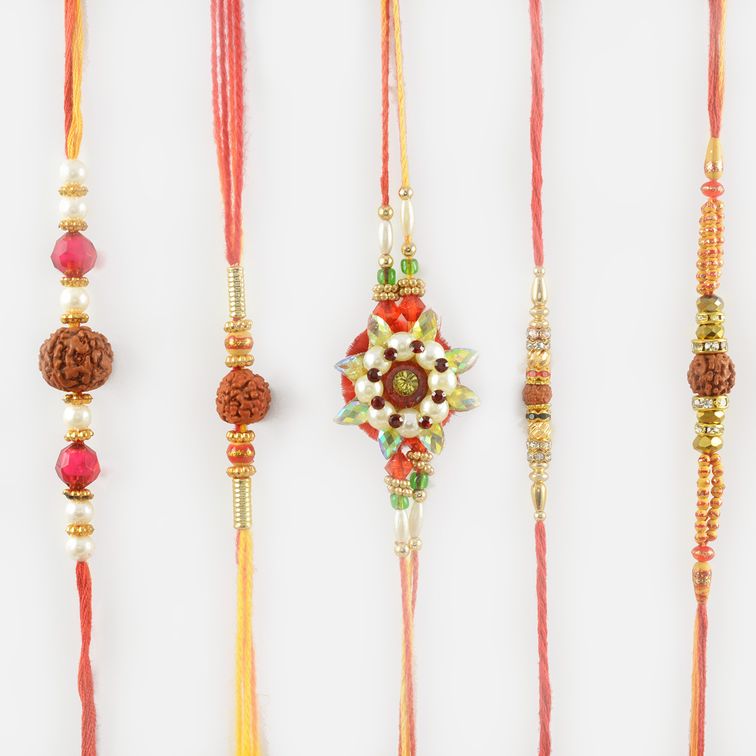 Impressive Rudraksha and Beads Rakhi Set