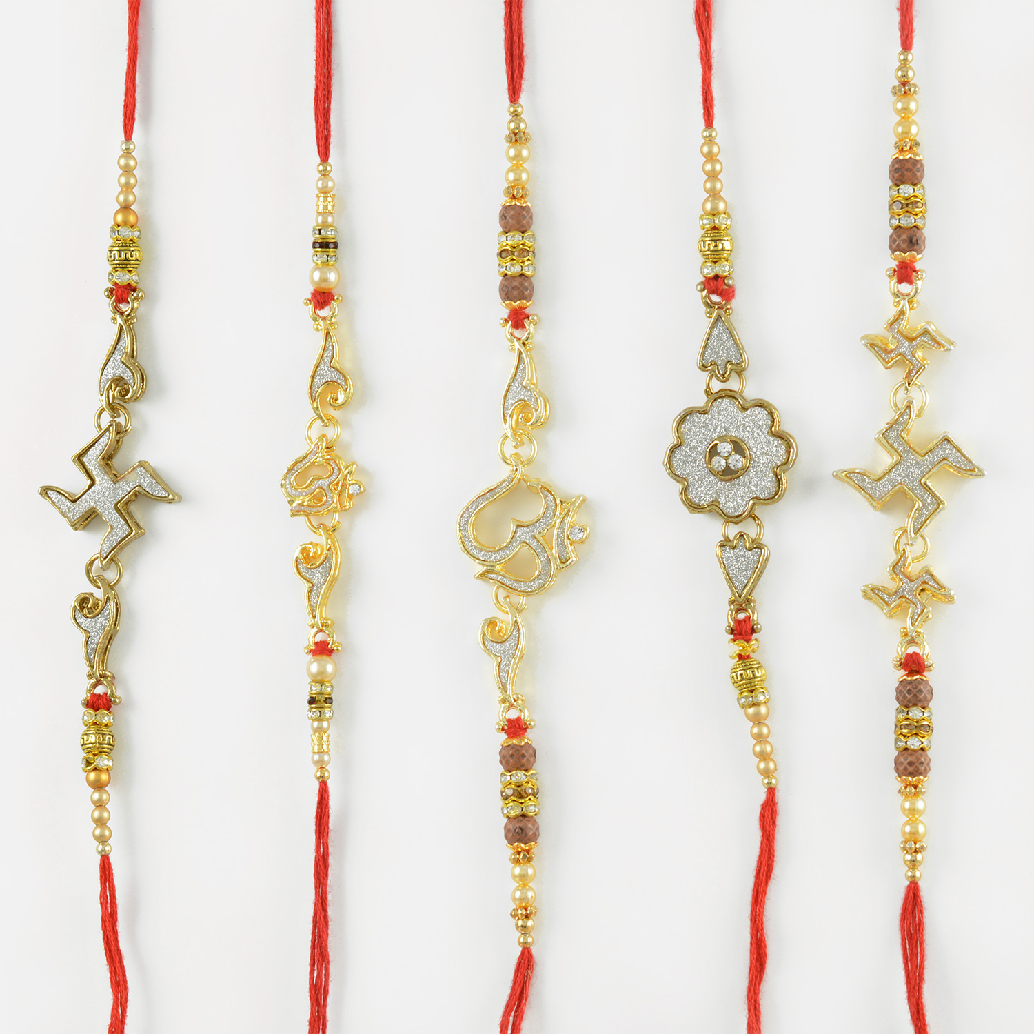 Pleasant Om Rakhi Set of 5 for the Protection of your Family 