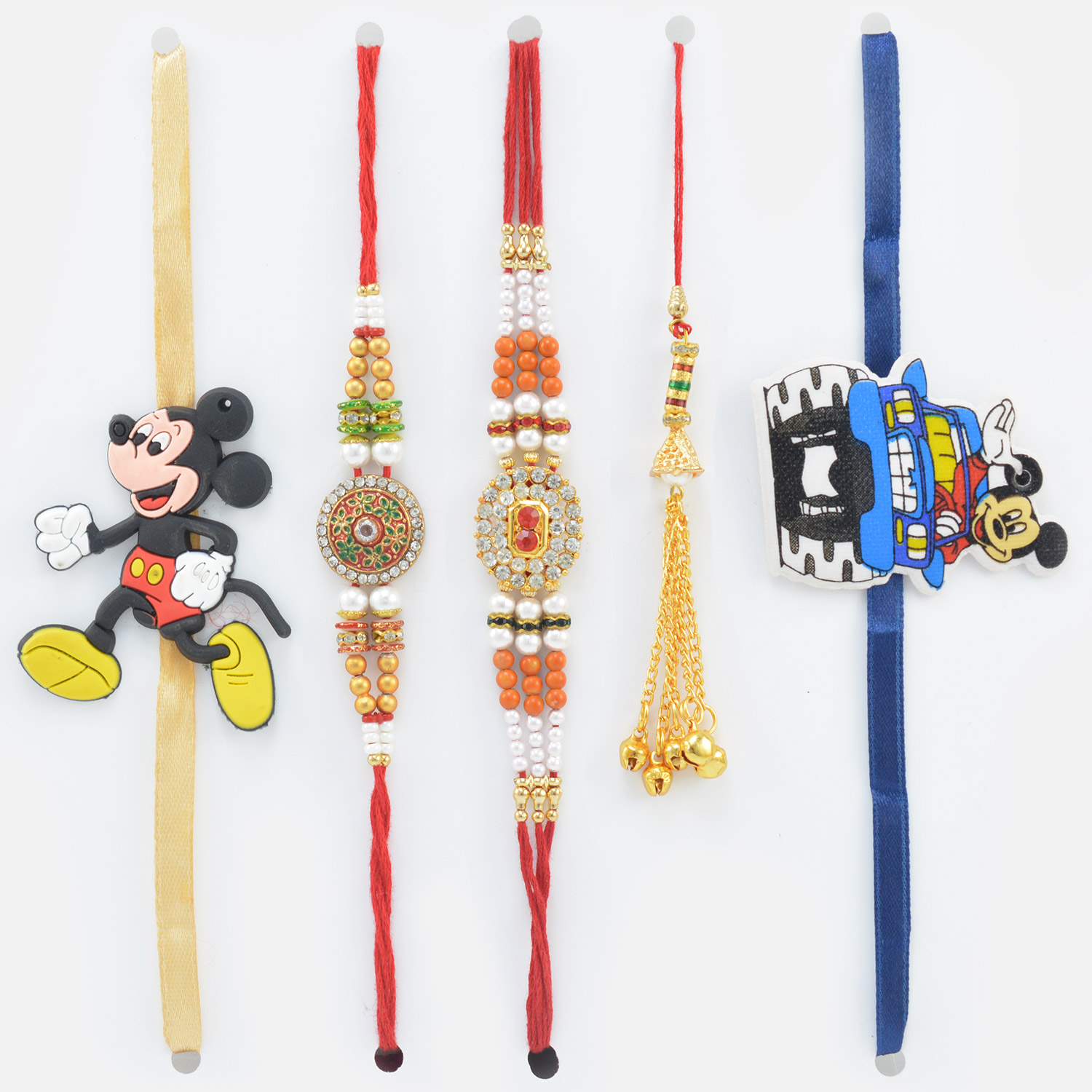 2 Mickey Mouse Character Kid Rakhis with 2 Brother and 1 Lumba Rakhis