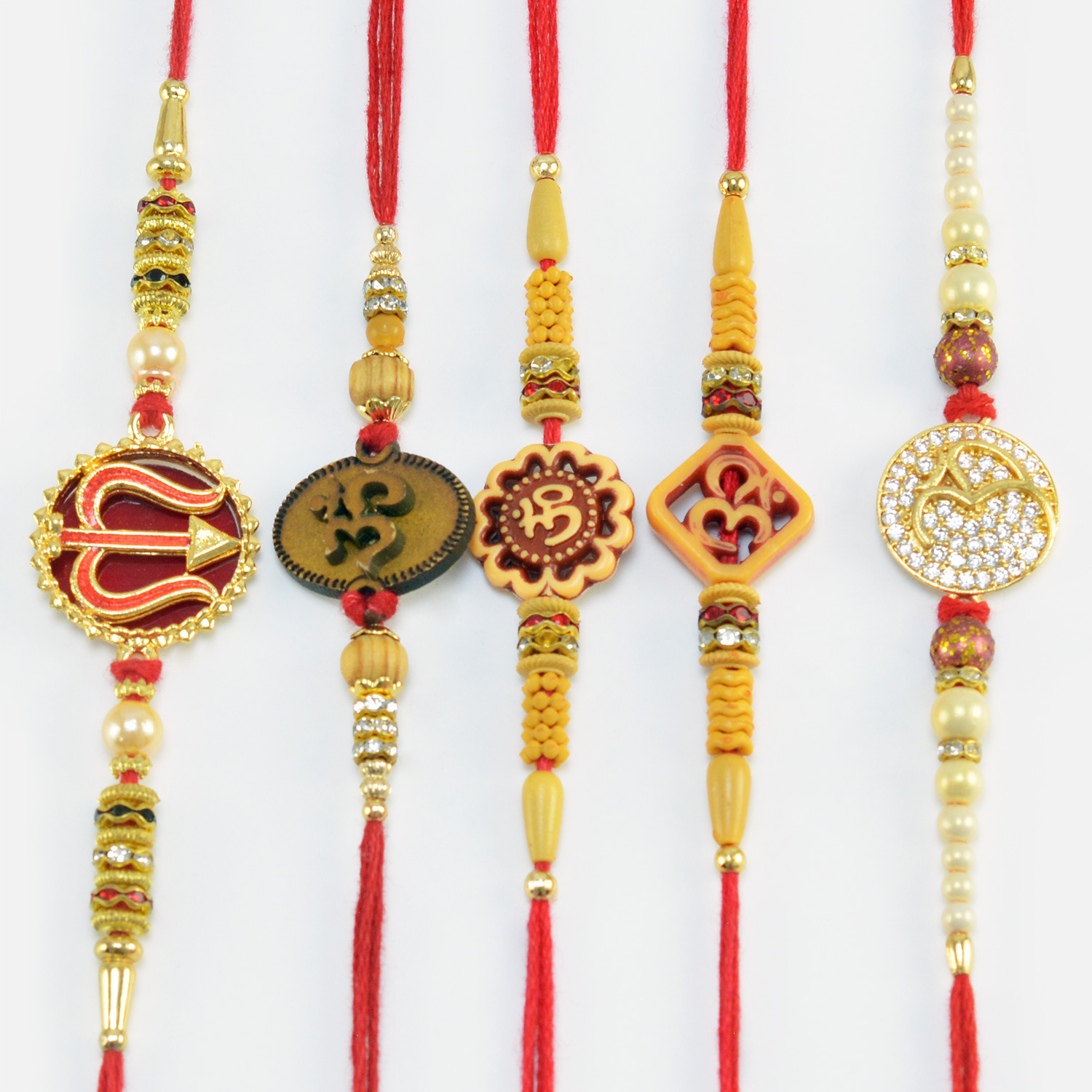 Special Om and Trishul Divine Rakhis Set of Dazzling Rakhis for Brothers