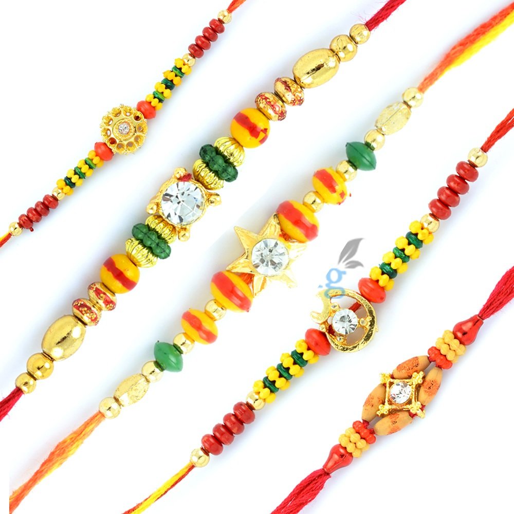 Moli Special Set of 5 Rakhis for Brothers