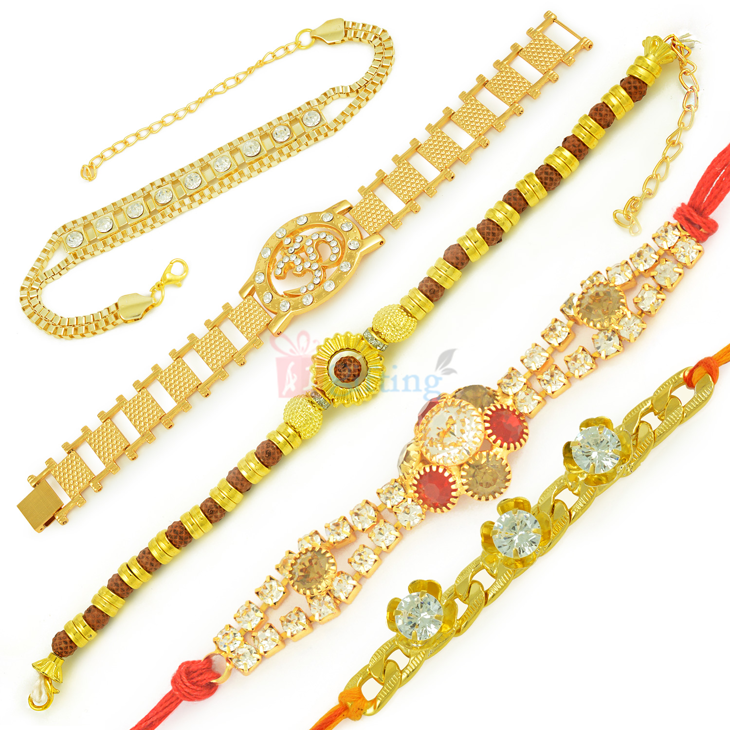 Adornment special design jewel 5 rakhi set for brother