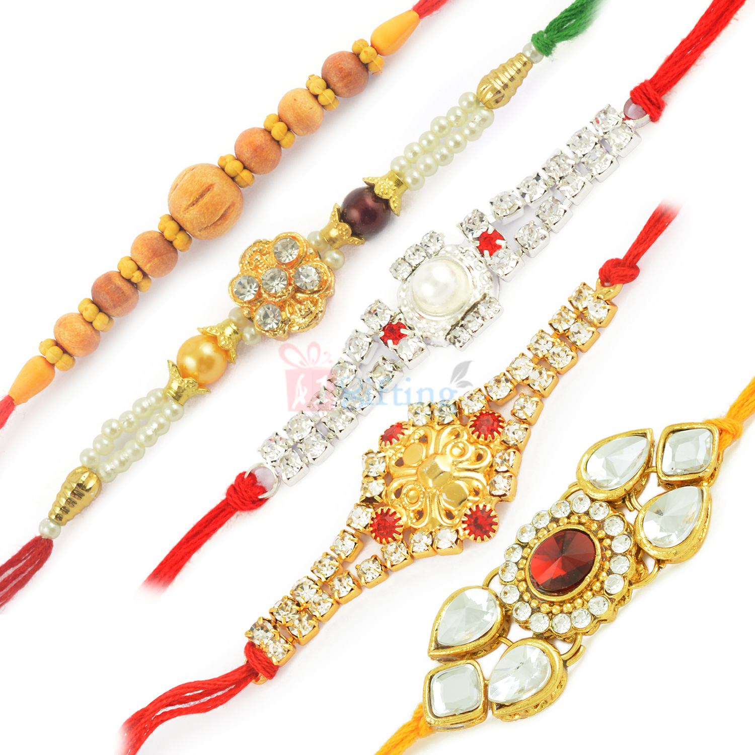 Attractive Beads Rakhi with 5 Rakhi Set