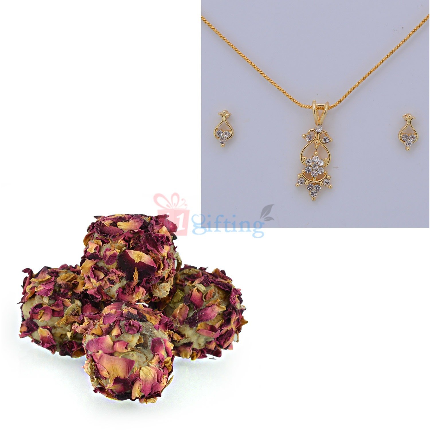 Golden Diamond Jewellery with Kaju Rose Laddu
