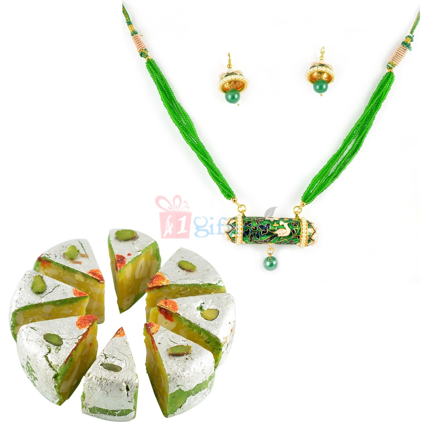 Beautiful Jewellery and Kaju Diamond Cake Gift