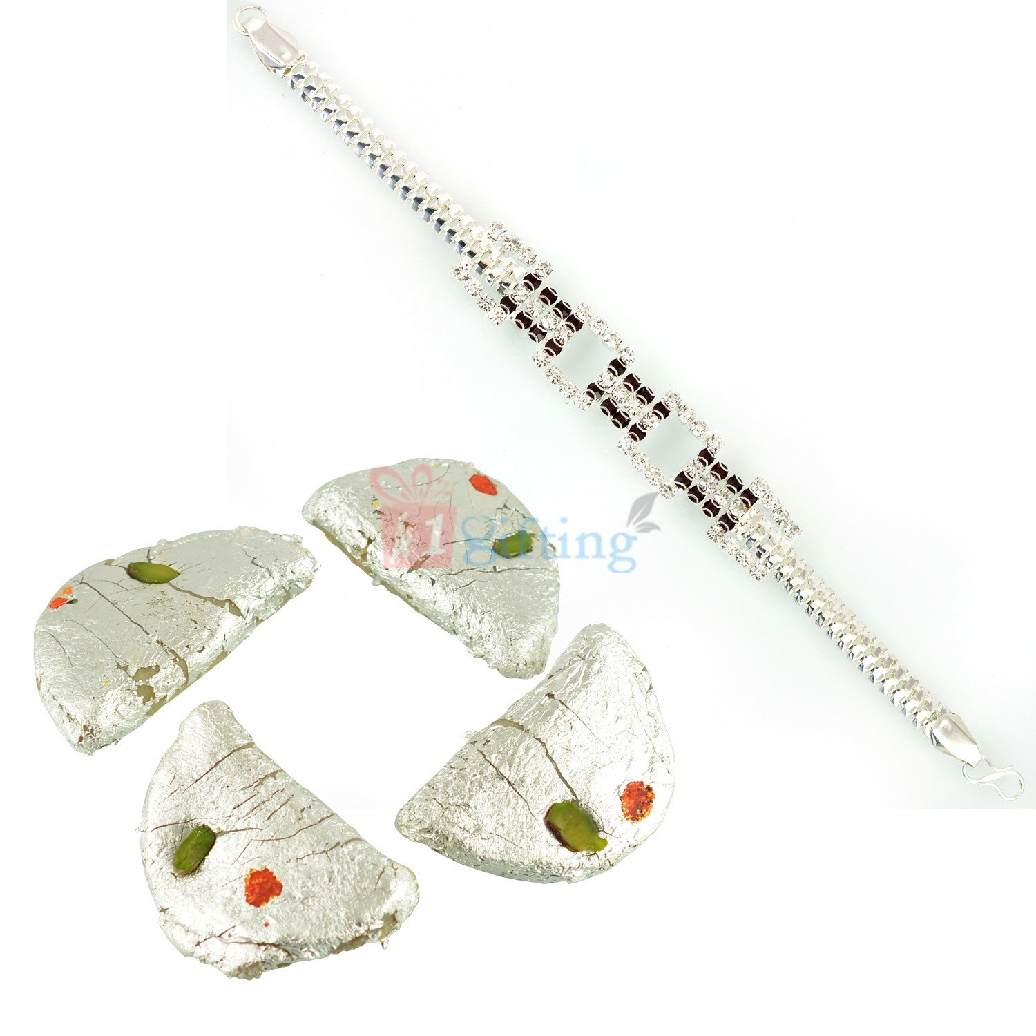 Beautiful Silver Diamond Bracelet with Kaju Gujia