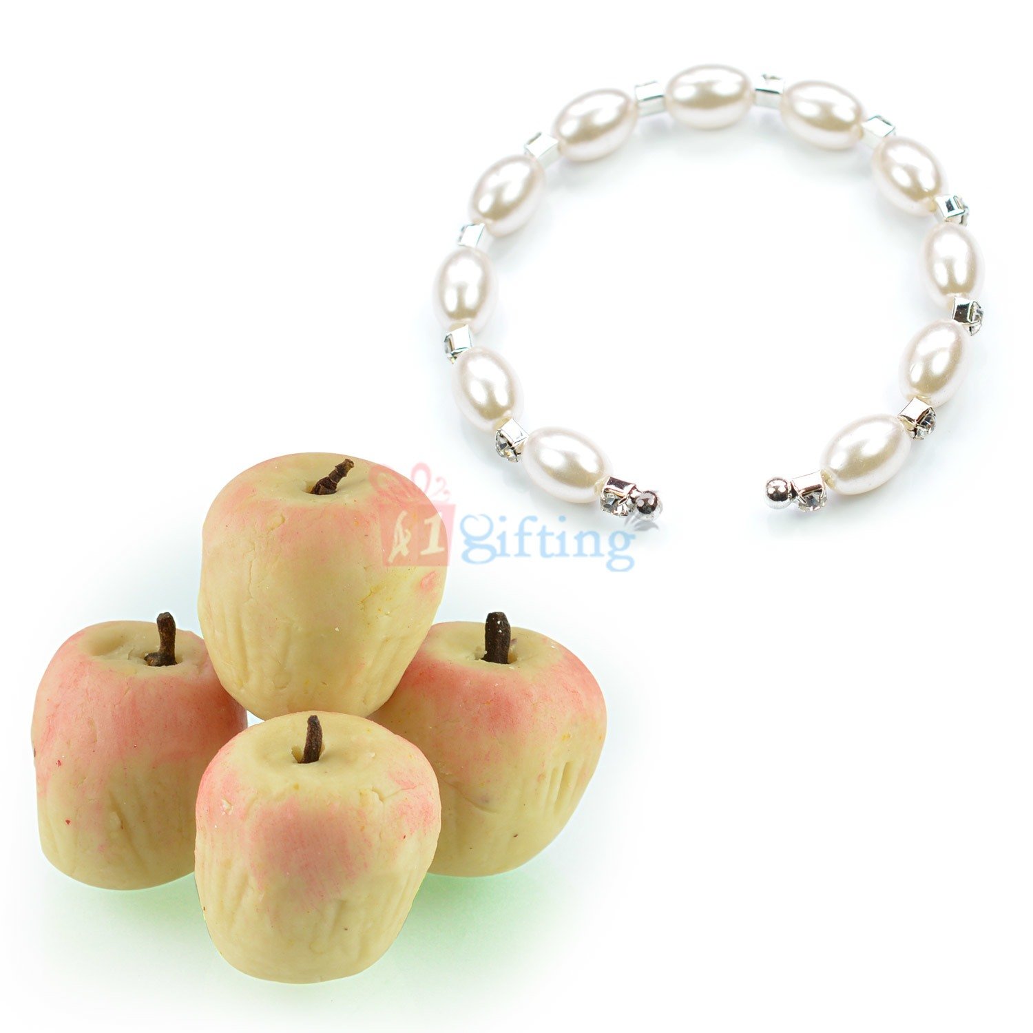 Ovel Pearl Bracelet with Kaju Apple Gift