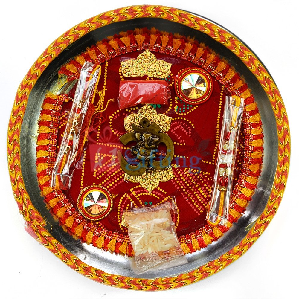 Om Ganesha Moli Traditional Rakhi Pooja Thali
