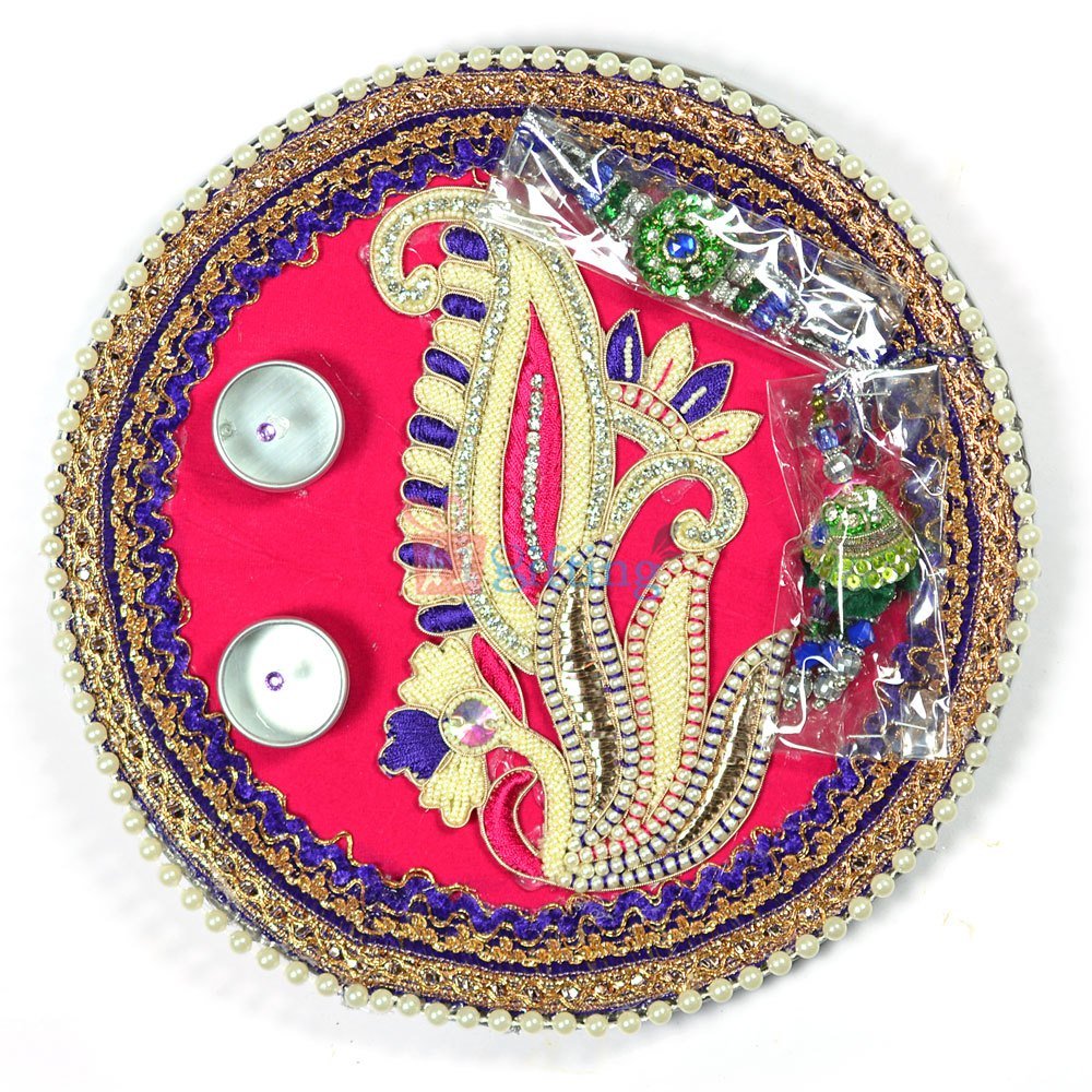 Beautiful Pearl Leaf Handicraft Rakhi Pooja Thali