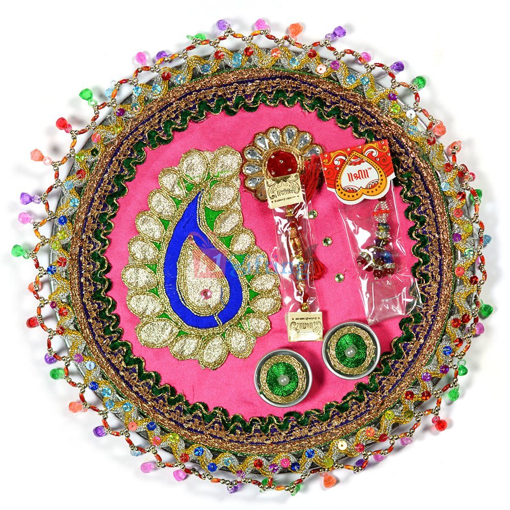 Beads Designer Border Fancy Rakhi Pooja Thali