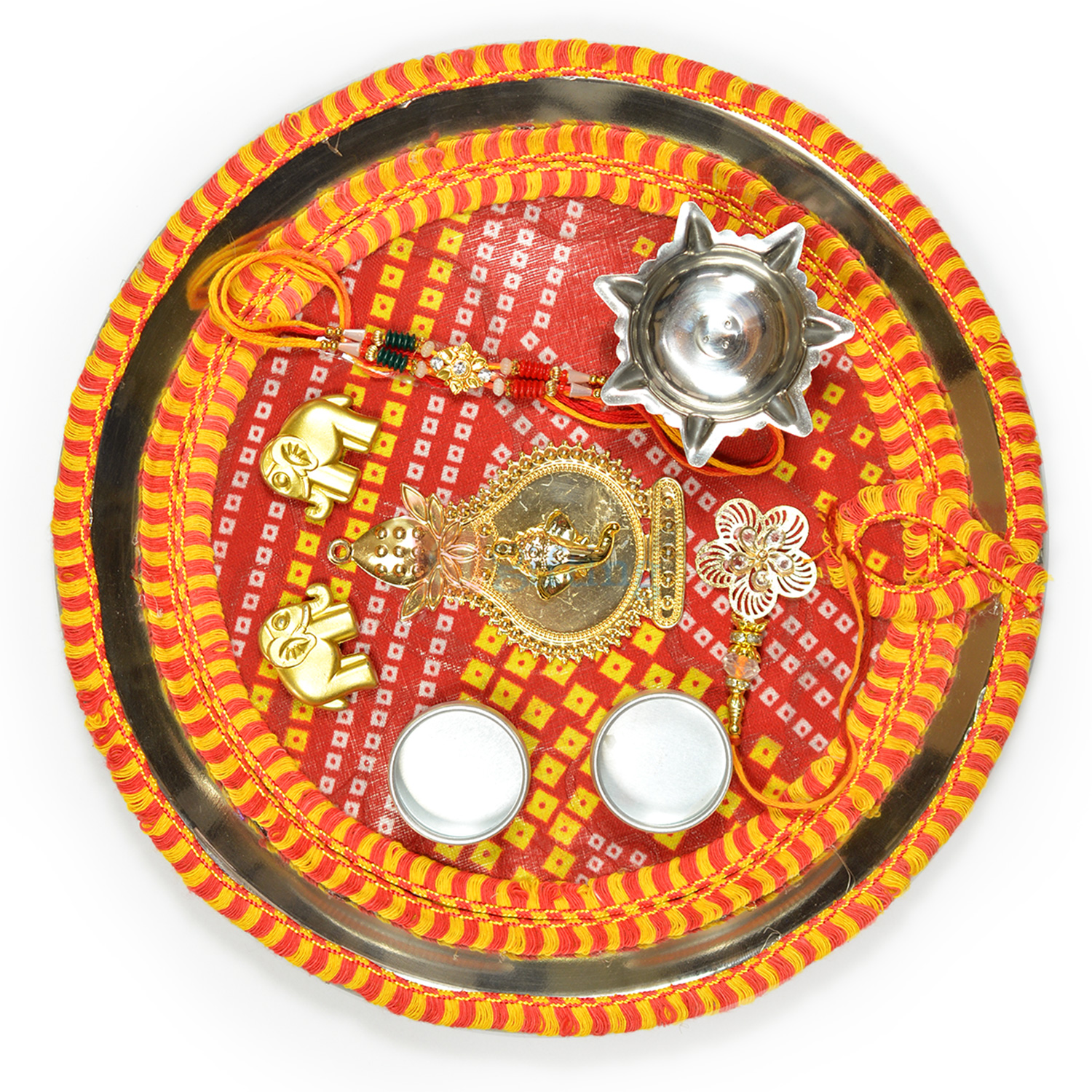 Mauli and Chunari Traditional Rakhi Pooja Thali