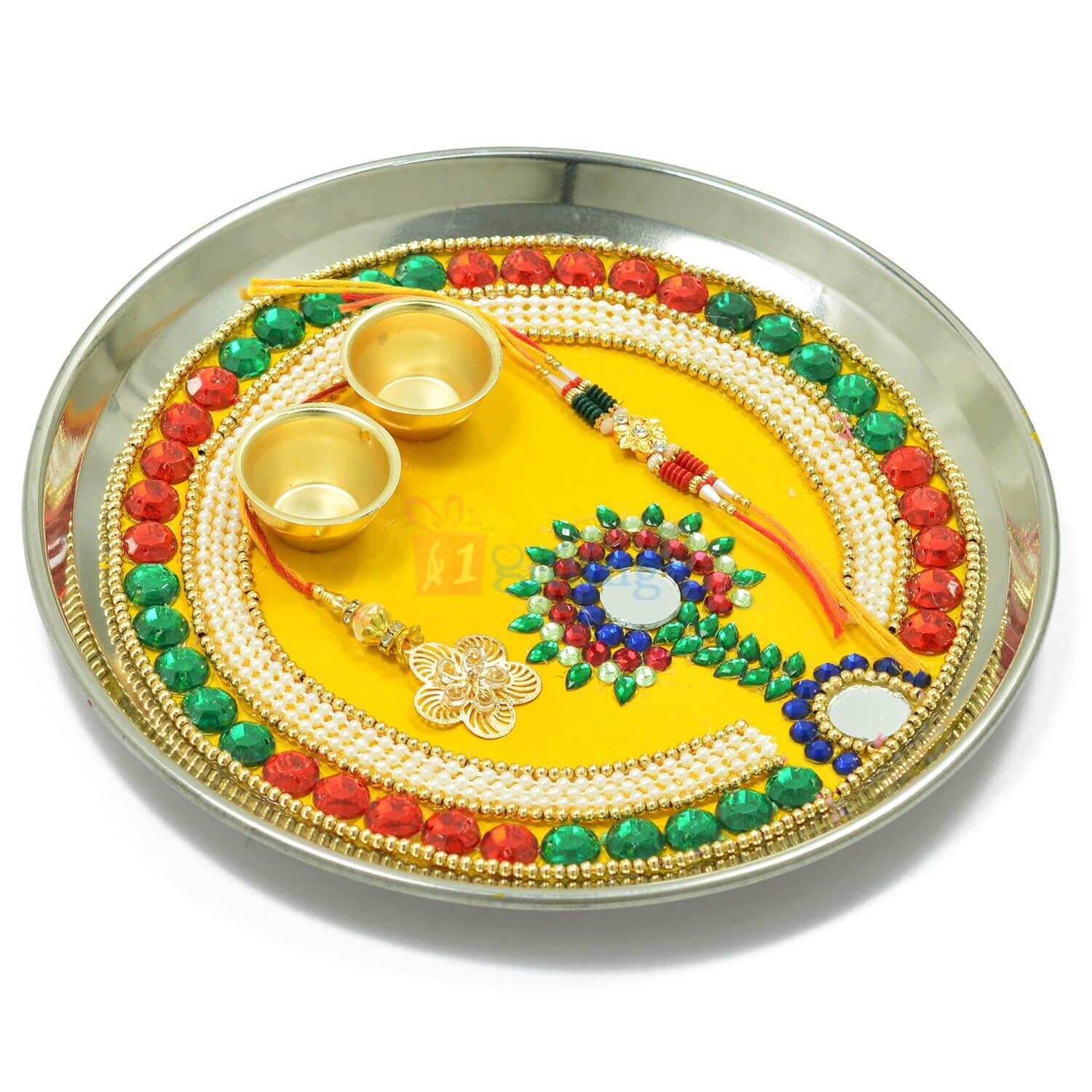 Fabulous Colorful Store and Pearl Rakhi Pooja Thali