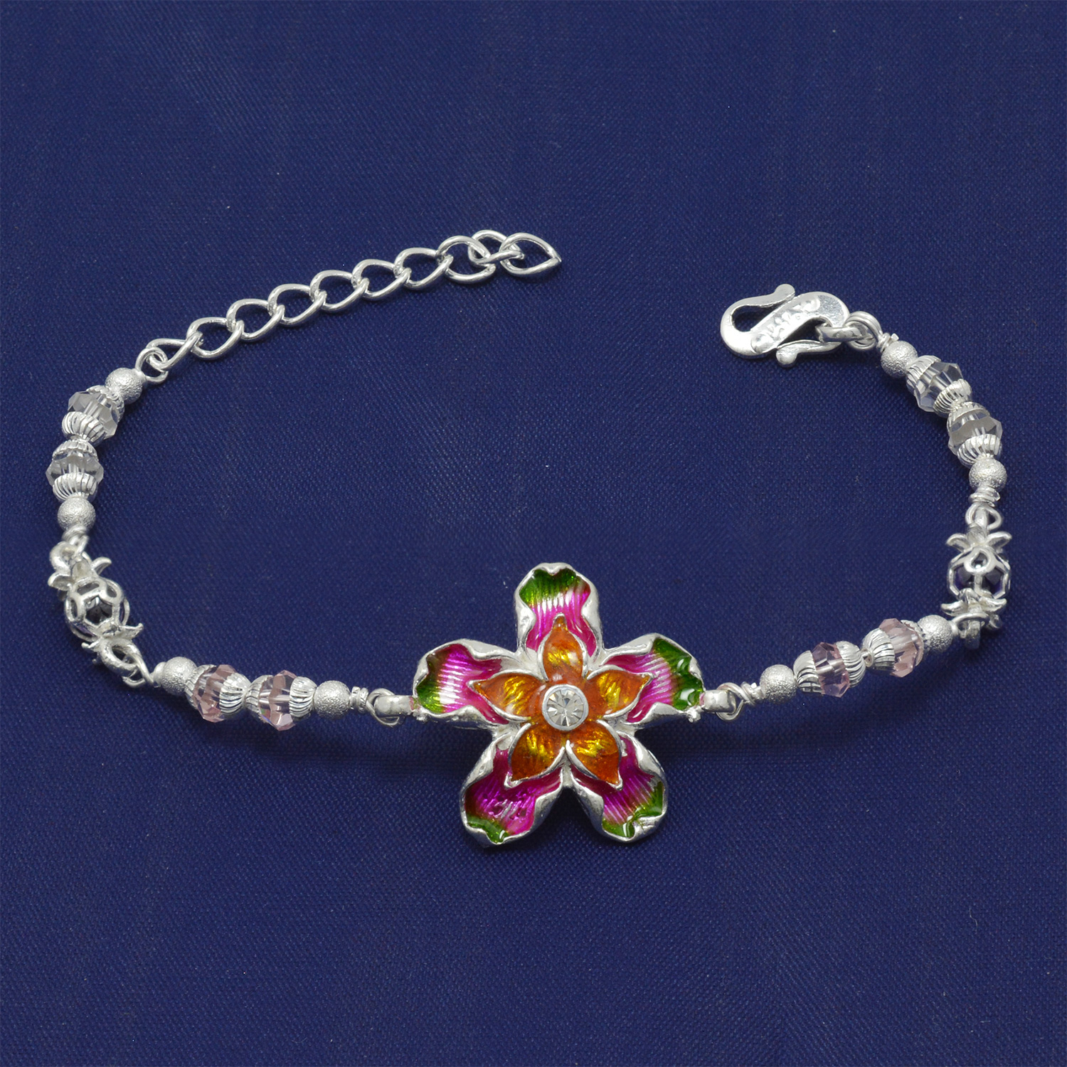 Buy or send Pure 70% Silver Floral Rakhi Online