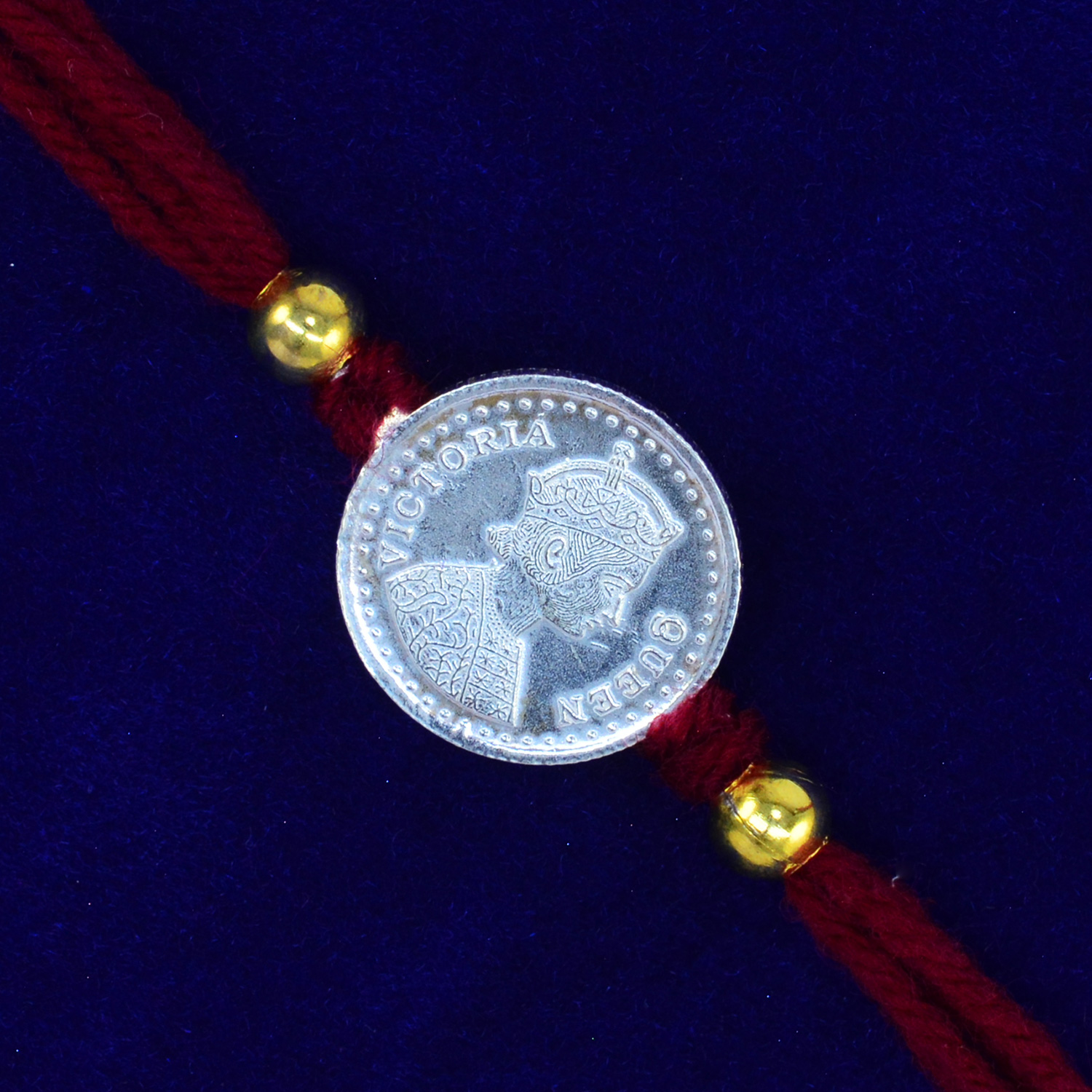 Pure Silver Coin Shape Marvelous Looking Rakhi for Brother