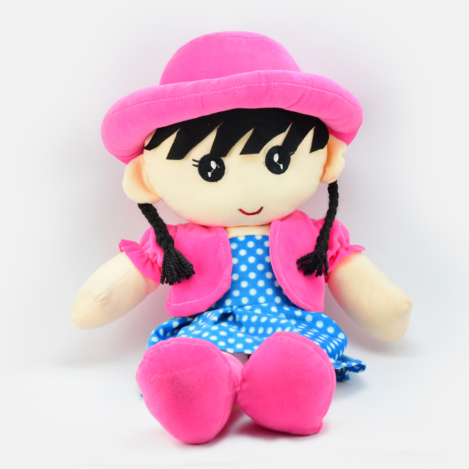 Sitting Doll In Pink Dress with long Hair