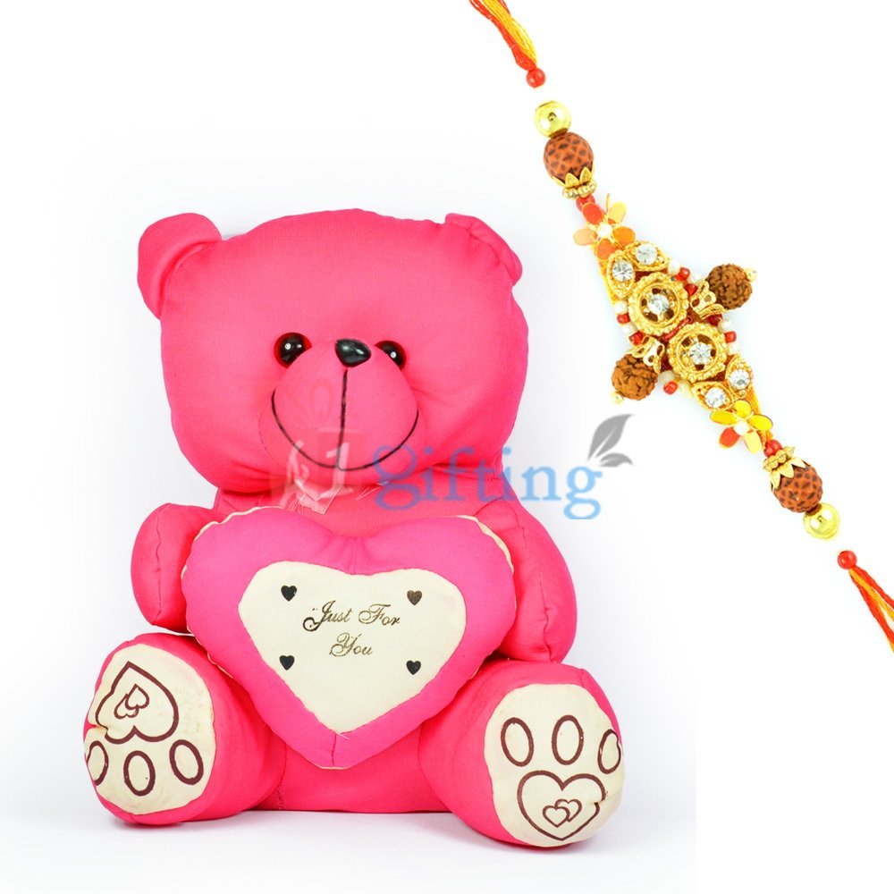 Just For You Pinky Stuffed Toy with One Designer Rakhi