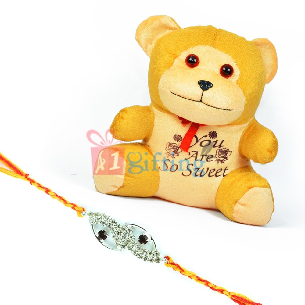 You are So Sweet-Little Monkey with Bow n One Jewel Rakhi