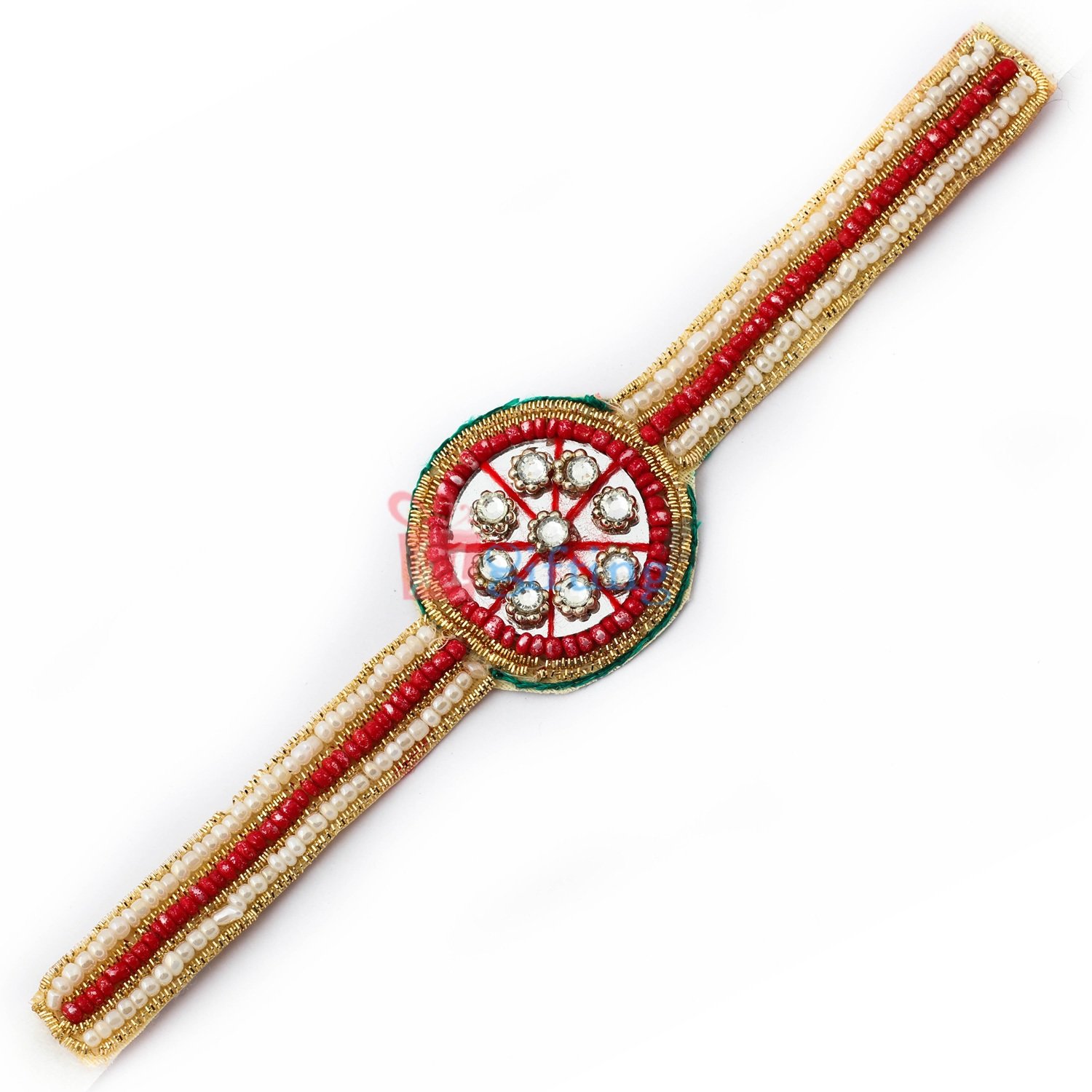 Designer Jaipuri glass bracelet Rakhi with beads and kundan