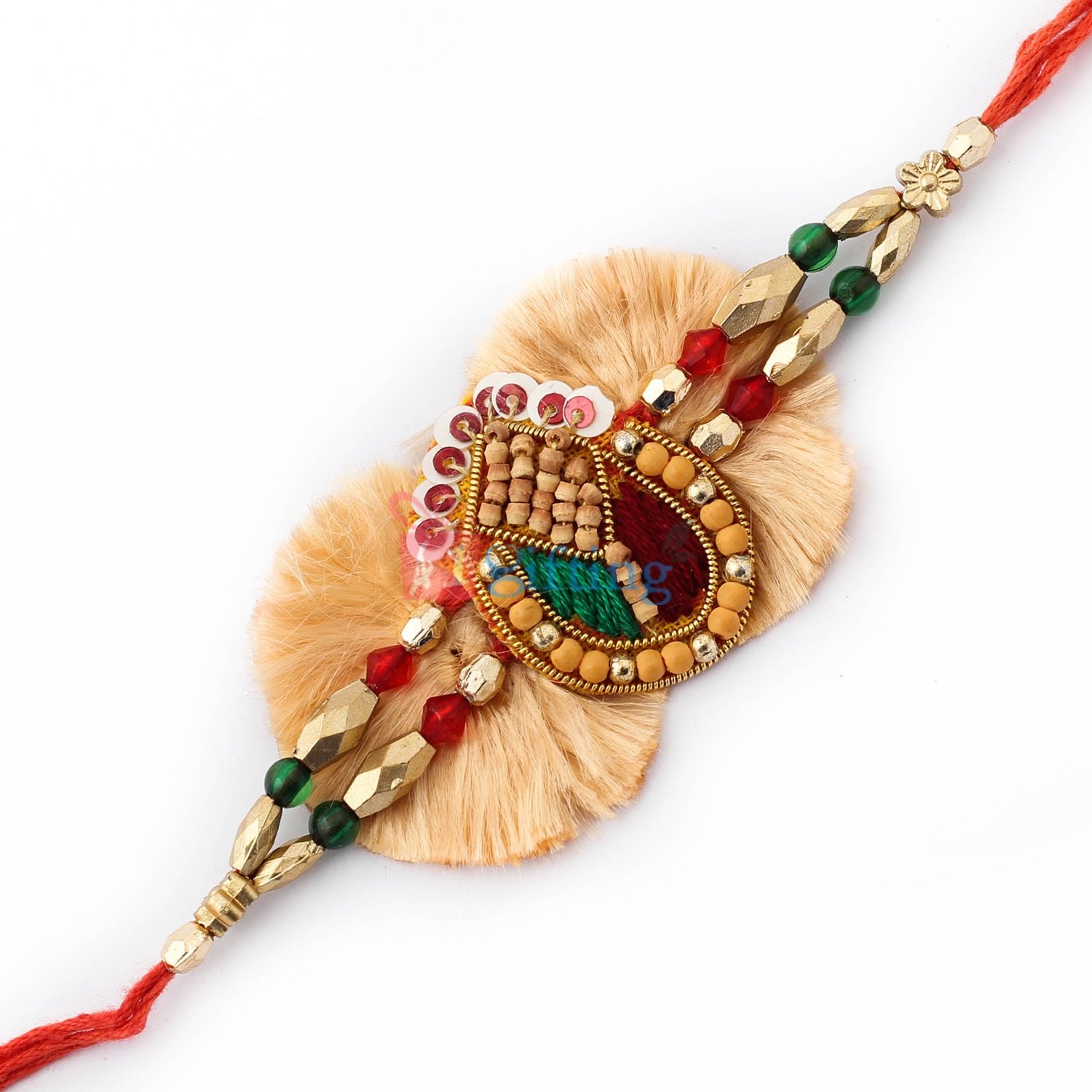 Lovely sandalwood beads with multi design beads Rakhi
