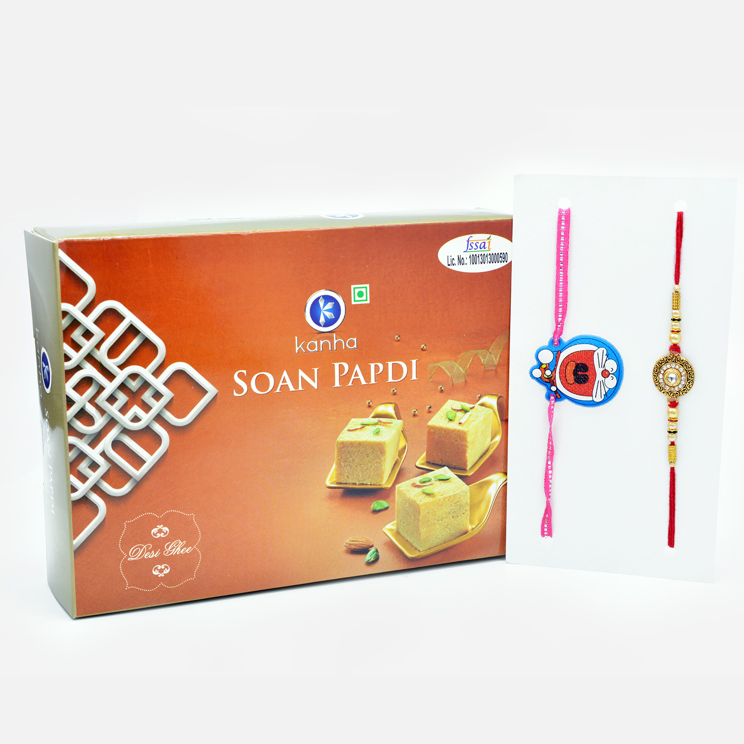 Rakhi Set of 2 for Bhaiya and Kid with Delicious Soan Papdi