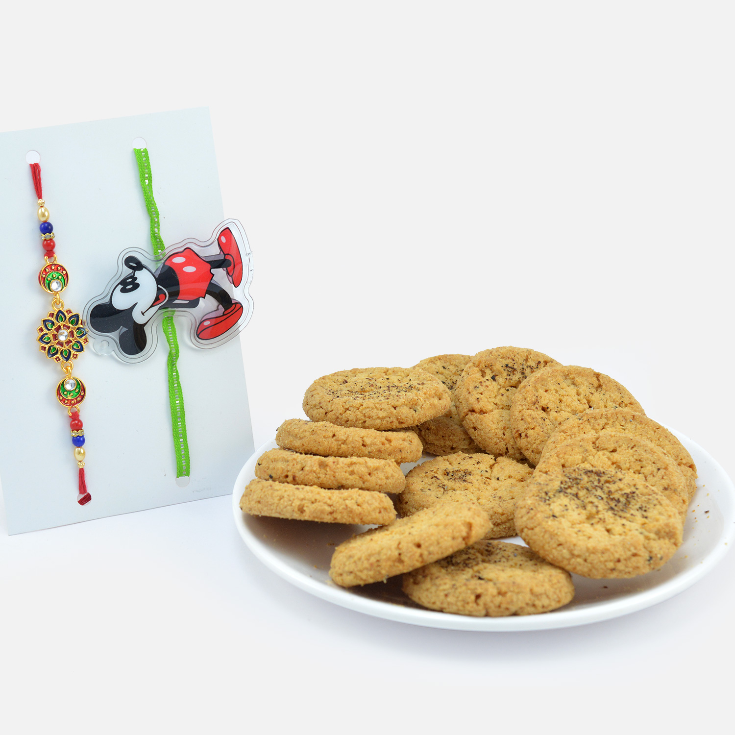 Amazing Delicious Cookies with Mickey Mouse for Kid and Brother Rakhi