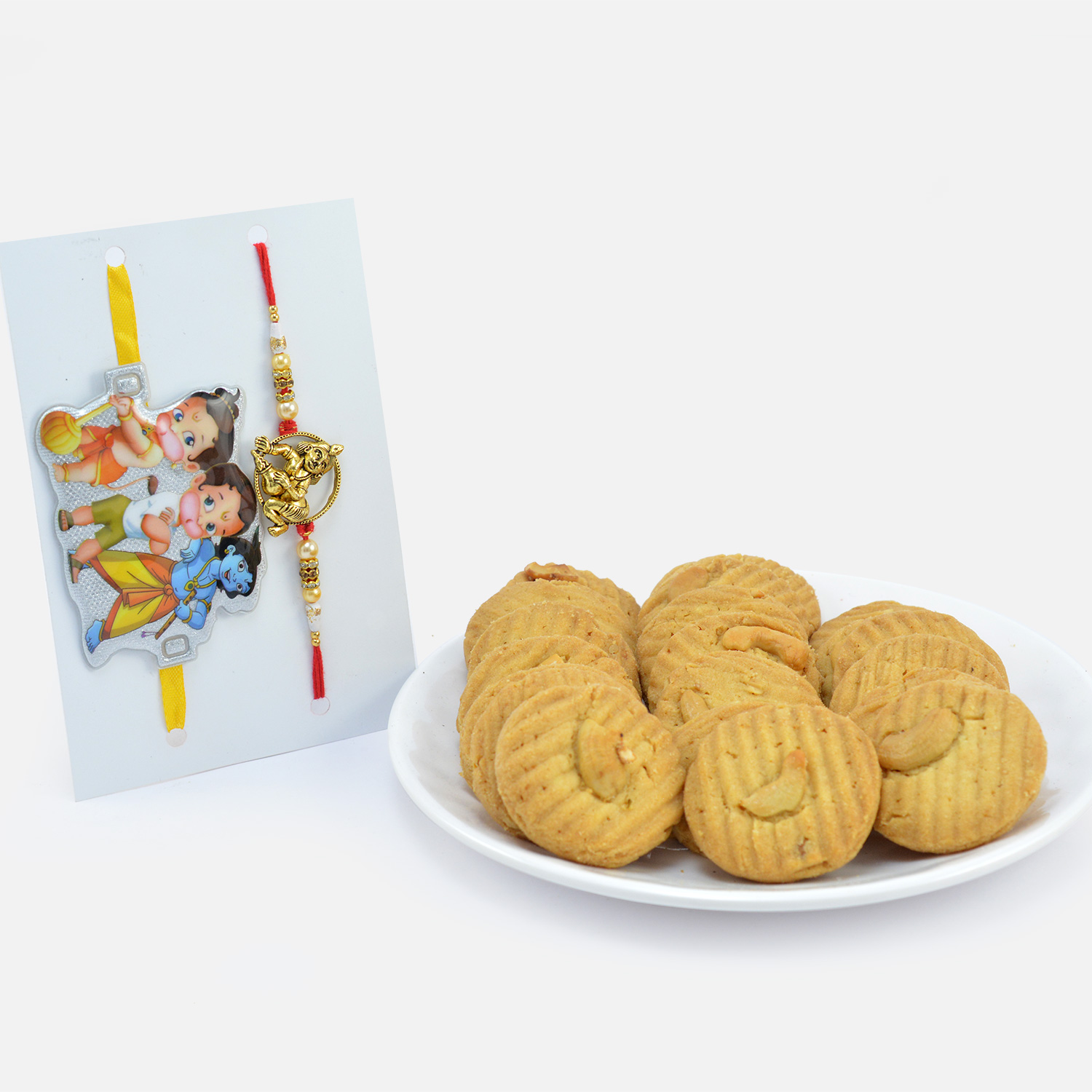Branded Kaju Cookies with Kid Rakhi and Krishna Bhai Rakhi