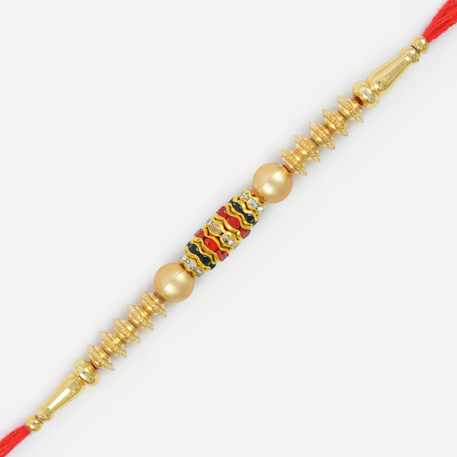 Superb Multi-Color Jewel Pearl with Beads Thread Rakhi