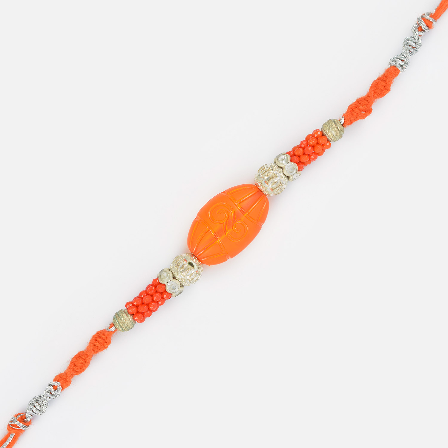 Simple Excellent Central Oval Shape with Pearl Thread Rakhi
