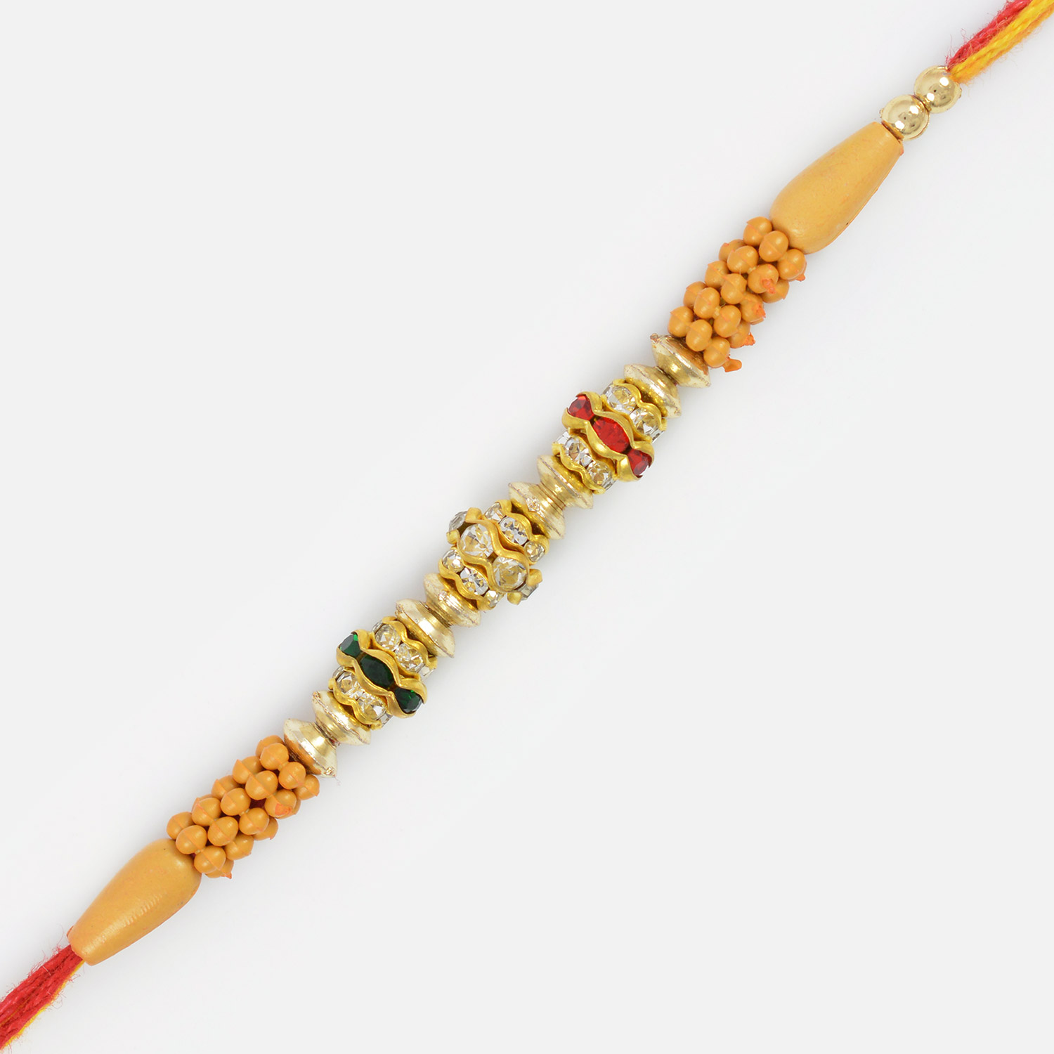 Sandalwood Type Beads and Triple Jewel Thread Rakhi