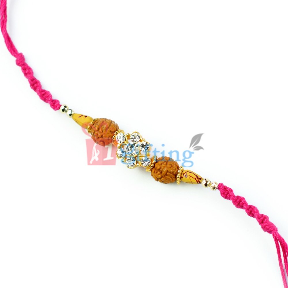 Exclusive Velvet Beads Tilak Pearl Rudraksh Rakhi