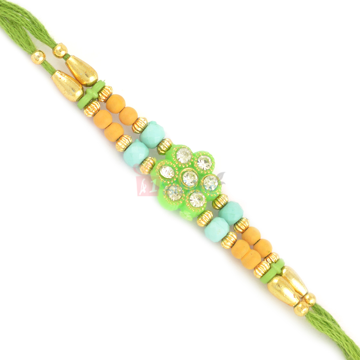 Colorful Beads and Jewel Floral Pattern Rakhi