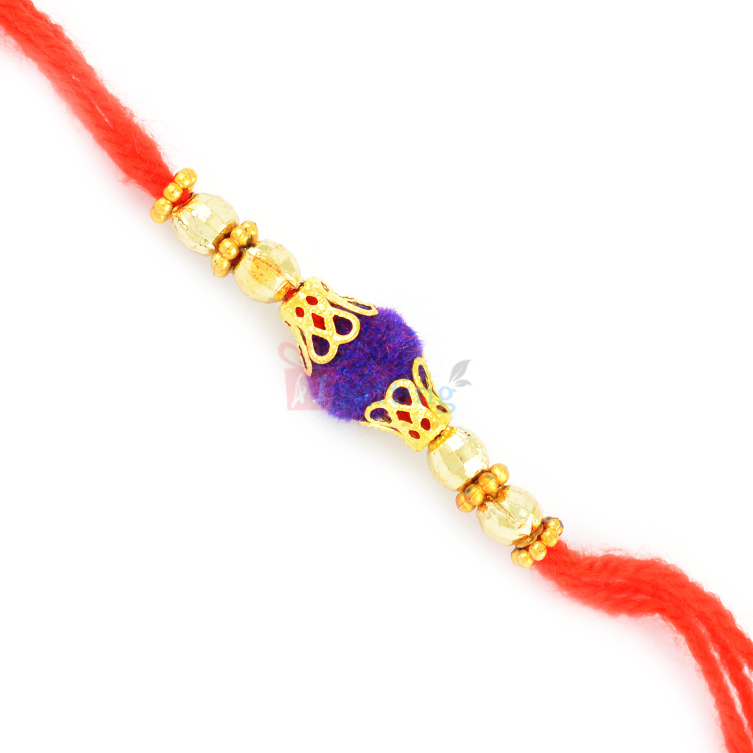 Simply Central Soft Ball with Golden Beads Rakhi Thread