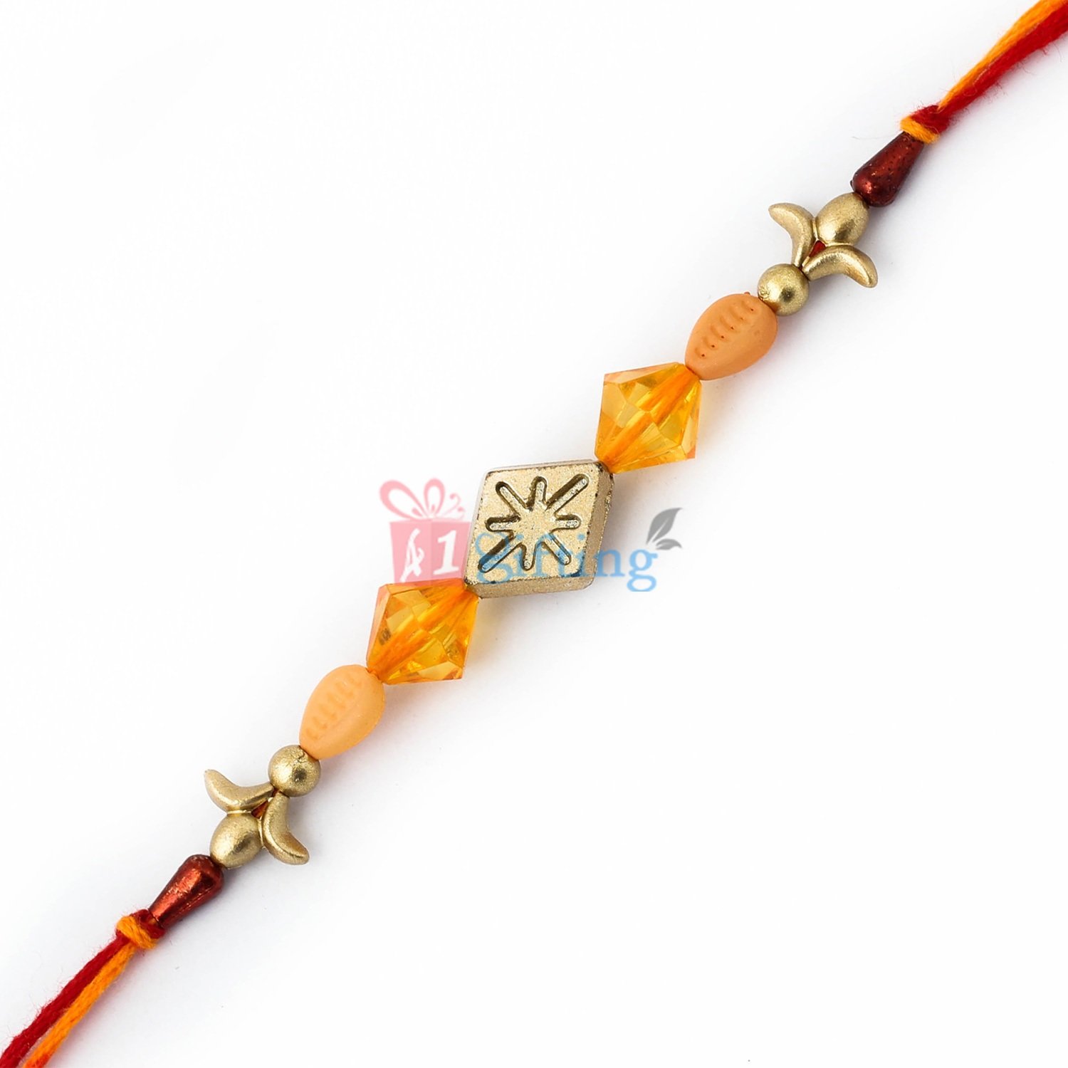 Designful crystal with various beads Rakhi for brother