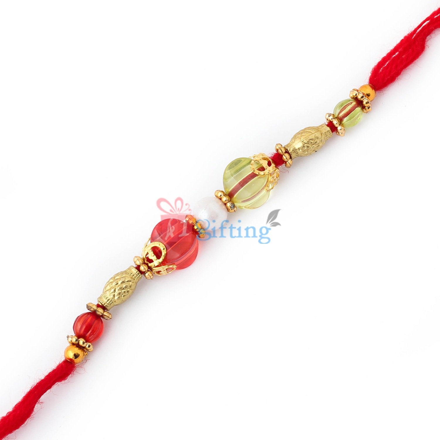 Heritage combination of red and green crystals with golden beads