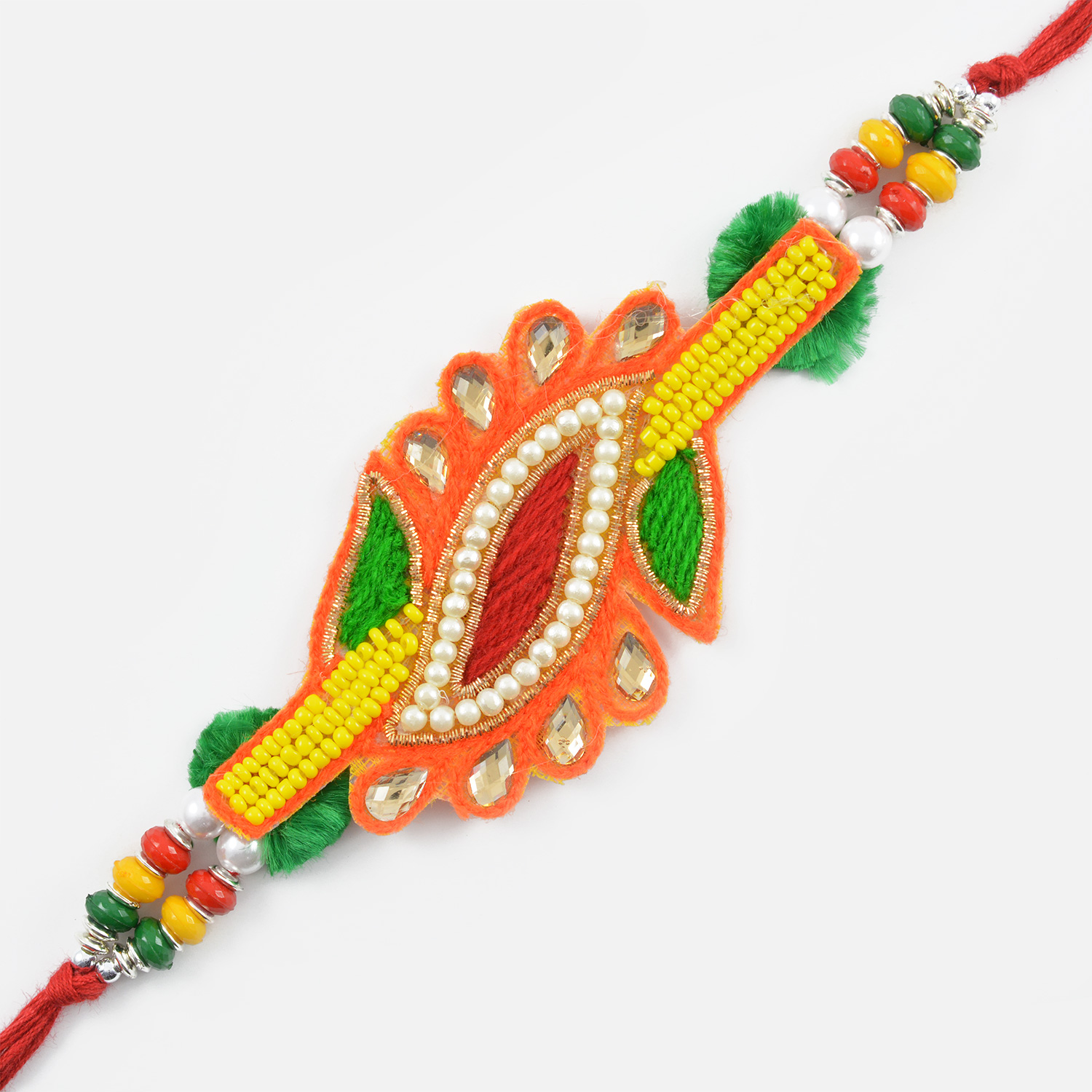 Traditional Kundan Beads Zardozi Rakhi