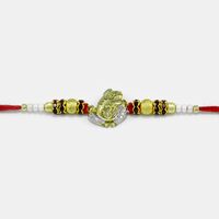 OM Ganesha Rakhi with Golden Beads and Black Diamonds