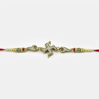 Swastik Rakhi with Golden Beads and Pearls