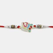 Auspicious OM Rakhi with Multicolor Studded Diamonds