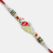 Beautiful Multicolor Peacock Rakhi with Silver Beads