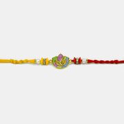 Beautiful Multicolor Ganesha Rakhi with Silver Pearls