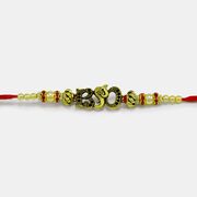 Antique Looking Golden Beaded Ganesha Rakhi