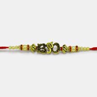 Antique Looking Golden Beaded Ganesha Rakhi