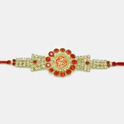 Floral Shape Shri Rakhi with Different Diamond Work