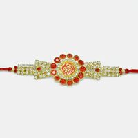 Floral Shape Shri Rakhi with Different Diamond Work