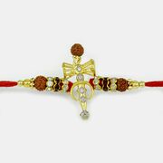 Auspicious Sikh Rakhi with Rudraksh and Diamonds