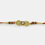 Diamond and Jewel Floral Beautiful Rudraksh Rakhi