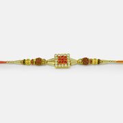 Square Shape Diamond and Rudraksh Rakhi