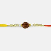 Central Auspicious Rudraksh Rakhi with Pearls and Golden Beads