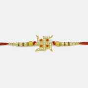 Sacred Jewel Crafted God Symbol Swastika Rakhi for Brother 